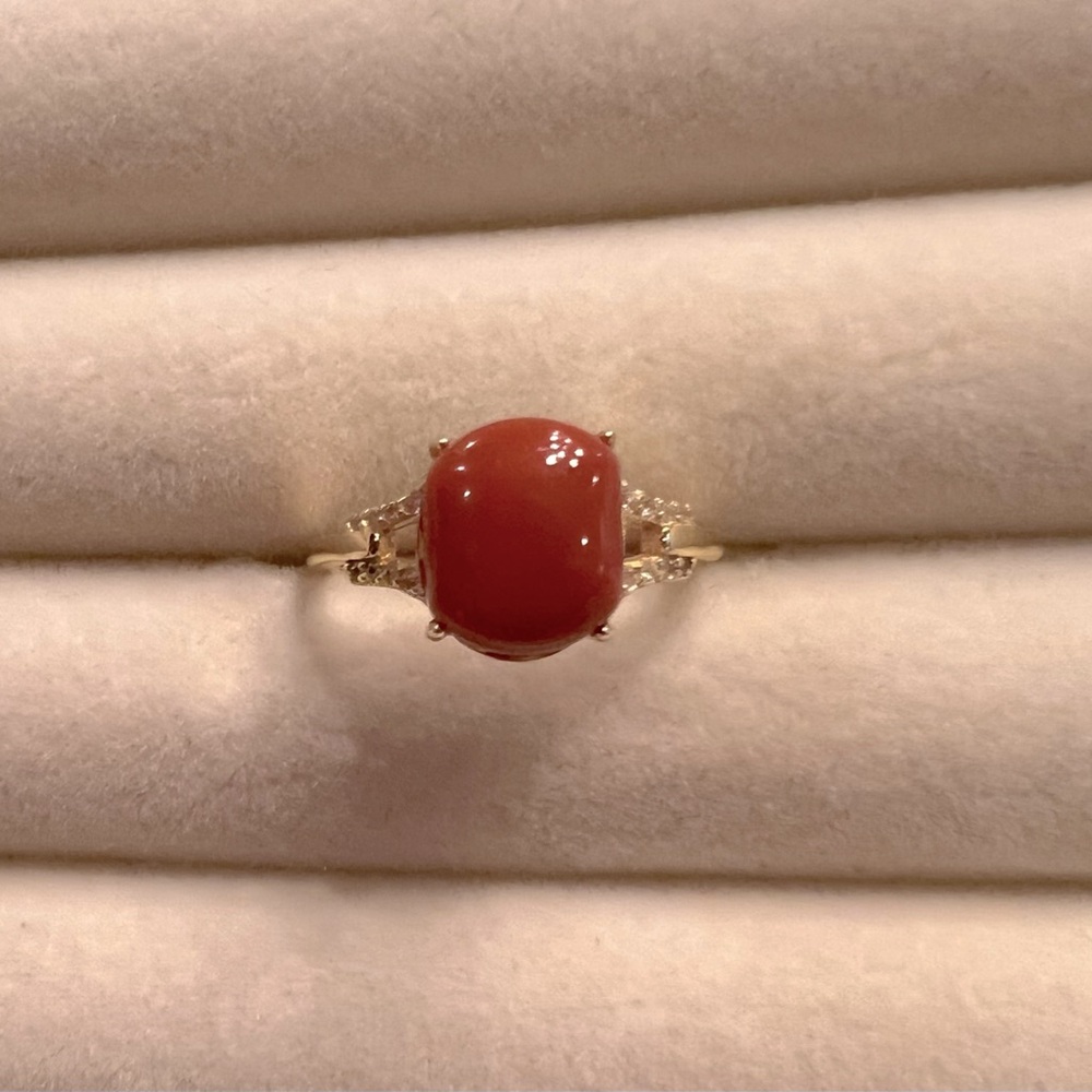 Beautiful Gold and Orange Agate Stone Ring, adjustable size